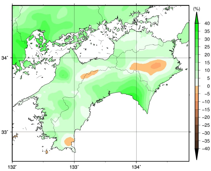 春降水量変化分布図のグラフ